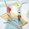 Rostfritt stål Straw Drinkware Silver Bent och Straight Eco Friendly Reusable Party Wedding Bar Drinking Tools DH2030