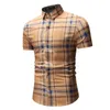 Camisas curtas do projeto da manta da moda para homens primavera Summer Slim Fit Manga Curta Camisa Masculina Chegada YS20 210708