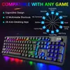 Oyun klavye ve fare seti RGB arkadan aydınlatmalı mekanik hissediyorum 4000 mah pil ergonomik su geçirmez klavye için mac pc dizüstü bilgisayar oyunu çalışması
