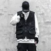 남성용 조끼 멀티 포켓 테크웨어 전술 기능적 Waistcoat Streetwear 힙합화물 조끼 지퍼 민소매 자켓 남성 outwear