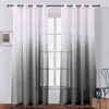 Faux Linen Sheer Gradient Curtain Voile Grommet Semi Sheer Curtain for Bedroom Living Room Gray Black Gradient 211203