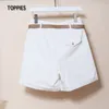 Toppies Zomer Shorts Losse wijde wijde been met PU-riem Solid Color Bottoms Vrouw Streetwear 210724