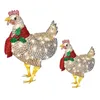 Décorations de Noël Poulet lumineux avec écharpe Décoration de vacances Lumière chaude extérieure pour jardin