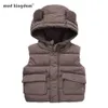 Mudkingdom Boys Girls Vest Jackets Fashion Ear Hooded Casual Outerwear Winter Warm Kids Coats 210615