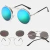 Retro metal punk vapor flip sunglasses hipster óculos de sol estilo para homens mulheres