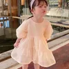 Summer Girls Dress Sweet Style Plaid Light Color Puff Sleeve Princess Baby Kids Clothes Children'S Clothing 210625