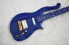 6 Strings Unusual Shaped Navy Blue Electric Guitar with CNC Carved Body,Gold Hardware,High Quality