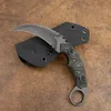 Karambit 야외 생존 전술 샤프 클로 나이프 D2 칼집이있는 고정 블레이드 캠핑 사냥 자기 방어 EDC 도구