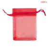 Jewelry Pouches Bags A69F 100pcs/Lot Organza 25x35cm Plain Color Drawstring Gift Candy Packaging Bag Large Cosmetic Wynn22