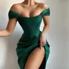 OFF Плечо Сексуальные без бретелек Сплит Corset Стиленные платья Bodycon Вечернее платье Vestidos для женщин вечеринка Ночной клуб Elegant 2021