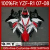 OEM Bodywork Yamaha YZF-R1 YZF1000 YZF R1 1000 CC 07-08 MOTO BODY 91NO.5 YZF R1 1000CC YZFR1 07 08 YZF-1000 2007 2008 사출 금형 페어링 키트 광택 레드 화이트