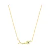 S2486 Fashion Jewelry Copper Fishbone Pendant Necklace Rhinstone Fish Choker Necklaces