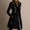 Women039s ull blandar kvinnor Autumn Winter Long Jacket Black Black Double Breasted Belt Slim Fleece Plus Size Ladies Trench4569344