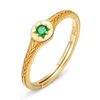 Yellow Gold Plated 925 Sterling Silver Natural Emerald David Star Ring Engagement Wedding Jewelry For Gift213A