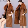 Joinyouth Winter Coat Women Big Fur Collar Thicked Jacket Warm Faux Jackets Slim Fit Midi Temperament 211220