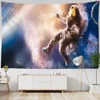 Spaceman astronaut vägg hängande tapestry psychedelic polyestry tryckta gobelänger barnrum sovrum bakgrund dekor vägg matta 210609
