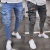 Mężczyźni Dżinsy Safari Styl Pencil Spodnie Solid Slim Mężczyzna Dżinsowe Spodnie Cargo Streetwear Plus Rozmiar Jesień Wiosenna Odzież 210716