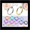 Goujons Corps Bijoux Clip Sur Boby Nez Lèvre Oreille Faux Piercing Anneaux Stud Punk Goth Faux Hoop Boucles D'oreilles Septum Usine En Gros Drop Delivery