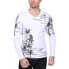 2022 Brand Men's T-Shirts Coconut Island Print V Neck Long Sleeve Slim Fit T Shirt Men High Quality Casual Tees Shirts