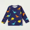 Arrival Spring and Autumn 3-piece Toddler Dinosaur Striped Long-sleeve Tee Children's Clothing 210528