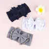 Fashion Infant Baby Bow Pompom Headband Kids Solid color Bowknot Elastic Hair Band Children Soft Headwear Hairbands 14 Colors