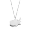 États-Unis Carte Collier Collier Simple Design National Topographic Carte Titanium Steel 18K Or Plaqué Or Clavicule Femme