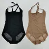 Syncshaping 621 Bodysuit Women Sexy Lingerie Plus Size Black Mesh Body Shapewear Bustier and Corset Convenient Open Underwear 220307