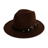 hoeden voor vrouwen mannen solid riem band jazz caps panama trilby hiphop vintage vrouwen hoeden western cowboy zwarte winter hoeden vrouwen mannen