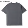 Gonthwid camisetas Streetwear solta gótico punk rocha hip hop menina olhos imprimir manga curta Tees de algodão casual harajuku tshirt tops c0315