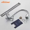 Accoona Chrome Kök Kran Avsluta Koppar Köksplan Roterbar Kök Mixer Universal Dual Holder Single Hole Tap A4871 210719