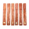 Natural Wooden Incense Stick Holder Fragrance Lamps Ash Catcher Burner Holders Home Decoration Censer Tool Printed Tray