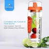 1000ml Water Fruit Bottle Bpa Free Plastic Sport Fruit Infuser Water Bottles with Infuser Juice Shaker Drink Bottle of Water 210914