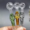 Crâne Verre Bong Tuyaux D'eau Type Droit Épaisseur Colorée Courbe Pyrex Joint 14mm Mâle Tuyau De Brûleur À Huile