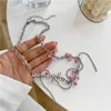 Hanger kettingen lovoacc zoet roze kleur stenen voor vrouwen zilveren dikke ketting lange kwast roestvrij stalen choker ketting cadeau