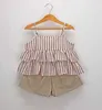 Stripe Baby Girl Costumes Ensembles d'été Sun-Top + Jupe-pantalon 2PCS Tenues Vêtements 2-6Y LT030 210610