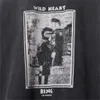 Wild Heart Faded Tees Femmes Été Manches courtes O Cou Coton Chemises T-shirt Casual Vintage Classique Lavé Noir Tshirt Top 210306