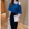 Moda Lato Krótki Rękaw Solid Color Skew Collar Szyfonowa Bluzka Kobiety Koreański Luźny Plus Rozmiar 4XL Damskie Topy 9451 50 210527