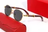 Klassieke Heren Designer Zonnebrillen voor Vrouwen Grote Ronde Gouden Legering Full Frame Zonnebril Ovale Goggle Man Vrouw Vintage Merk Lenzenvloeistof Houten Bamboe Luxe Brillen