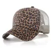 Ponny hattar olika färger svans tvättade nät bakre leopard pläd camo ihålig rörig bun baseball cap trucker hat6785745