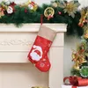 Christmas Stocking Santa Claus Candy Bag Linen Xmas Tree Sock Hanging Ornaments Snowflake Pattern Party Decoration Merry Festival Gift Pendant