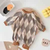 2022 bebê romper malha menina menino roupas infantis macacão playsuits para bebês macacão outono inverno toddler macacão 211229