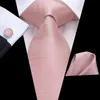 Bow Ties Rose Gold Pink Solid Silk Wedding Tie For Men Handky Cufflink Gift Necktie Fashion Designer Business Party Dropship Hi-Tie Smal22