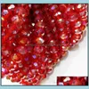 Crystal Loose Pärlor Smycken 100PCS / Lot 4MM Red AB Facetterad Rondelle Spacer DIY Making Drop Leverans 2021 CZKGN