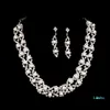 女性シルバーカラーラインストーンネックレスイヤリングのためのイミテーション真珠の宝石類セット結婚式のジュエリー