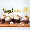 4 pcs feliz ano novo cupcake topper bolo picks para ano novo 2022 véspera aniversário natal home bolo bandeira festa decoração