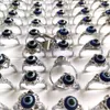 Bulk partier 50st Evil Devil's Eye Ring Hip Hop Gothic Vintage Silver Alloy Rings Manliga kvinnliga fashionabla festsmycken