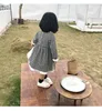 الخريف ملابس الأطفال النمط الياباني القطن الكتان الطفل بنات الأميرة اللباس مخطط الكشكشة كم الاطفال عارضة فساتين 210303