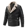 Bontkraag heren jassen faux fleece mannelijke lederen jas slim fit jas heren staan ​​jaqueta pu jassen biker jassen casual motorfiets