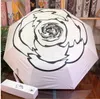 2021 novos produtos ao ar livre preto guarda-chuva branco dobrável letra de estilo simples e grande strass floral rodada guarda-sóis