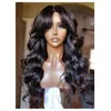 Body wave human hair wigs with curtain bang soft wet wavy 360 frontal wig hd lace front wig perruque 150%density for black women